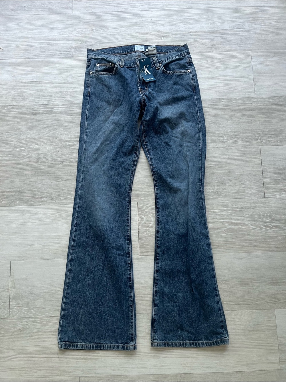 Vintage 90s Calvin Klein Calvin Flare Low Rise Jeans Dark Sandblast Size 5 NWT